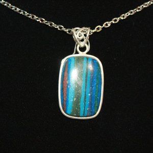 Rainbow Calsilica pendant in Sterling Silver